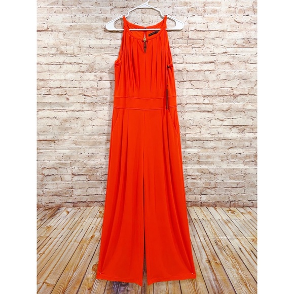 Ivanka Trump Orange Sleeveless Wide Leg Jumpsuit Size 8 NWT - Picture 1 of 6